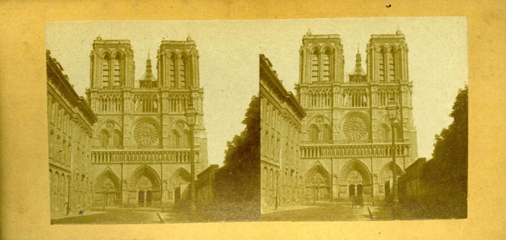 Notre Dame, Paryż, stereoskopowa karta albuminowa